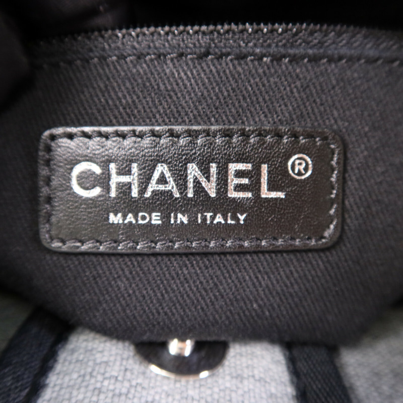 CHANEL 帆布Deauvilie銀扣鏈帶手挽袋-5