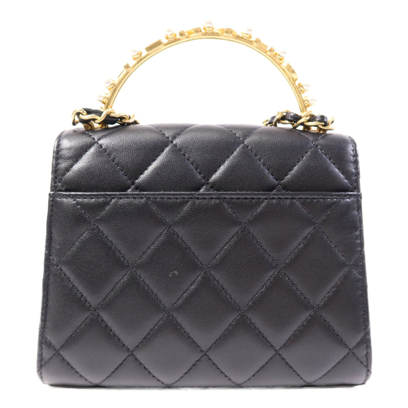 CHANEL 羊皮皮革Mini Flap Bag With Top Handle金扣手挽肩背兩用袋-1