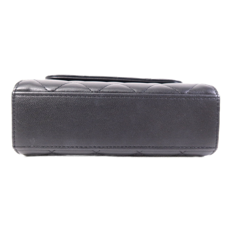 CHANEL 羊皮皮革Mini Flap Bag With Top Handle金扣手挽肩背兩用袋-3