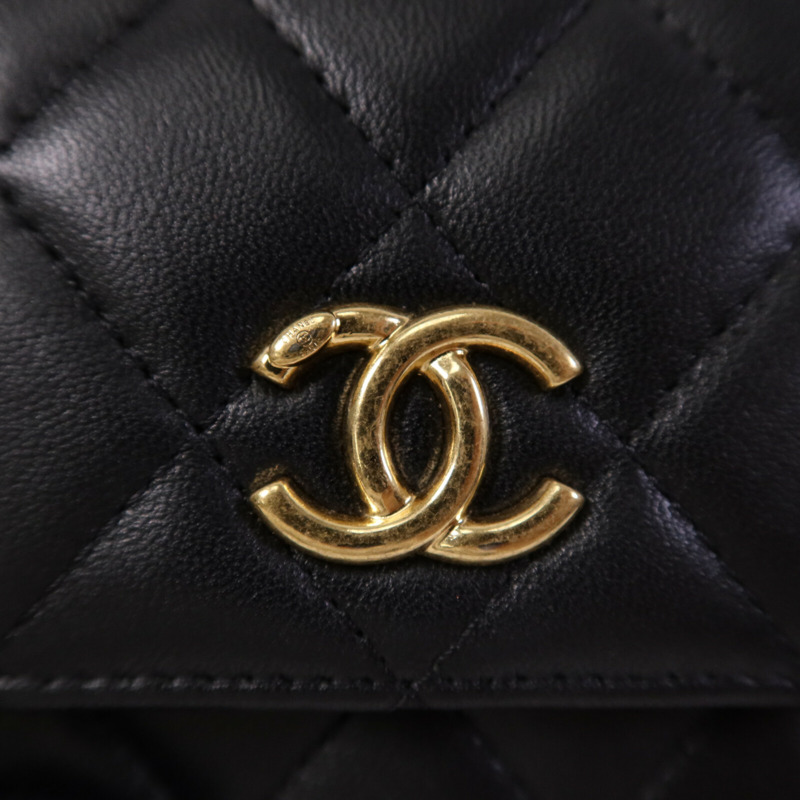 CHANEL 羊皮皮革Mini Flap Bag With Top Handle金扣手挽肩背兩用袋-6