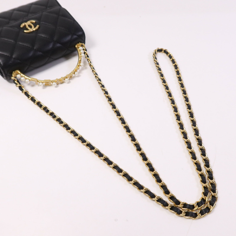 CHANEL 羊皮皮革Mini Flap Bag With Top Handle金扣手挽肩背兩用袋-8