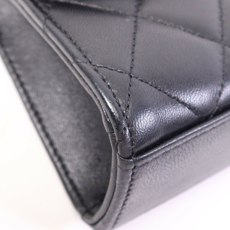 CHANEL 羊皮皮革Mini Flap Bag With Top Handle金扣手挽肩背兩用袋-11