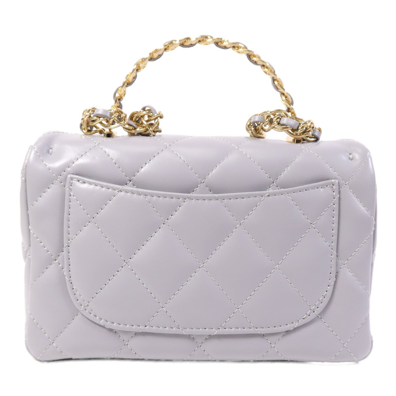 CHANEL 羊皮皮革Chain Shoulder金扣手挽肩背兩用袋-1