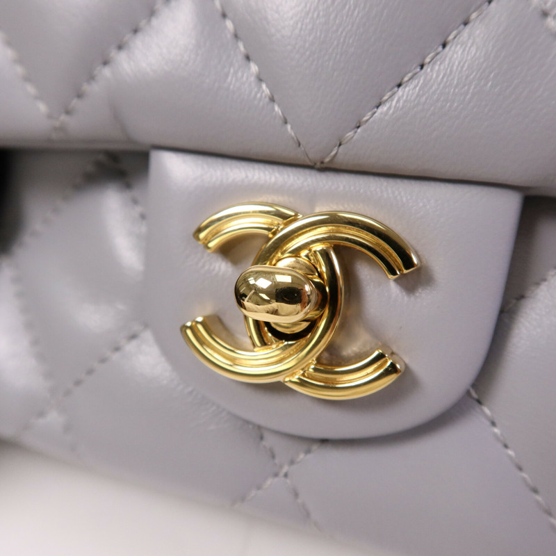 CHANEL 羊皮皮革Chain Shoulder金扣手挽肩背兩用袋-6