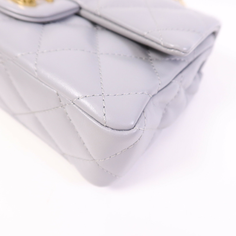 CHANEL 羊皮皮革Chain Shoulder金扣手挽肩背兩用袋-10