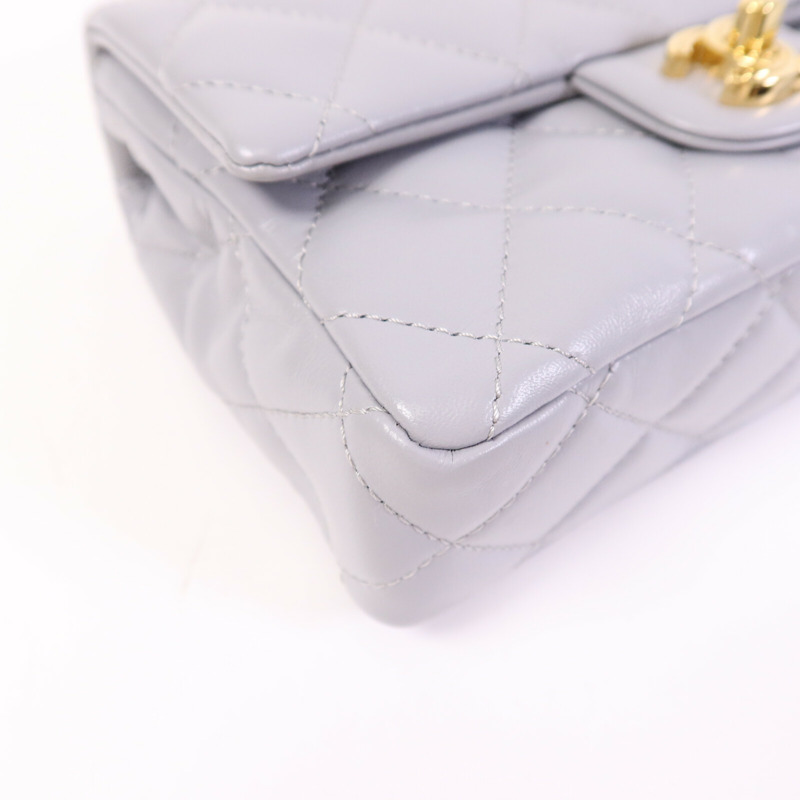 CHANEL 羊皮皮革Chain Shoulder金扣手挽肩背兩用袋-11