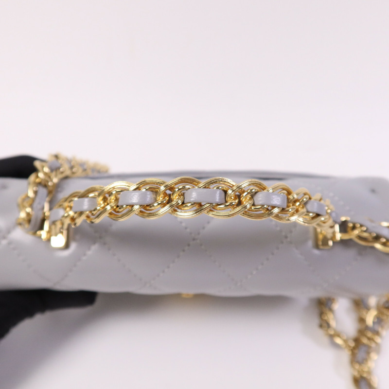 CHANEL 羊皮皮革Chain Shoulder金扣手挽肩背兩用袋-14