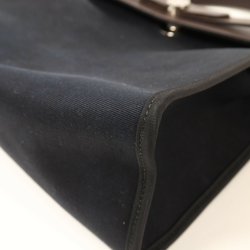 HERMES 帆布Herbag PM銀扣手挽肩背兩用袋Noir-11