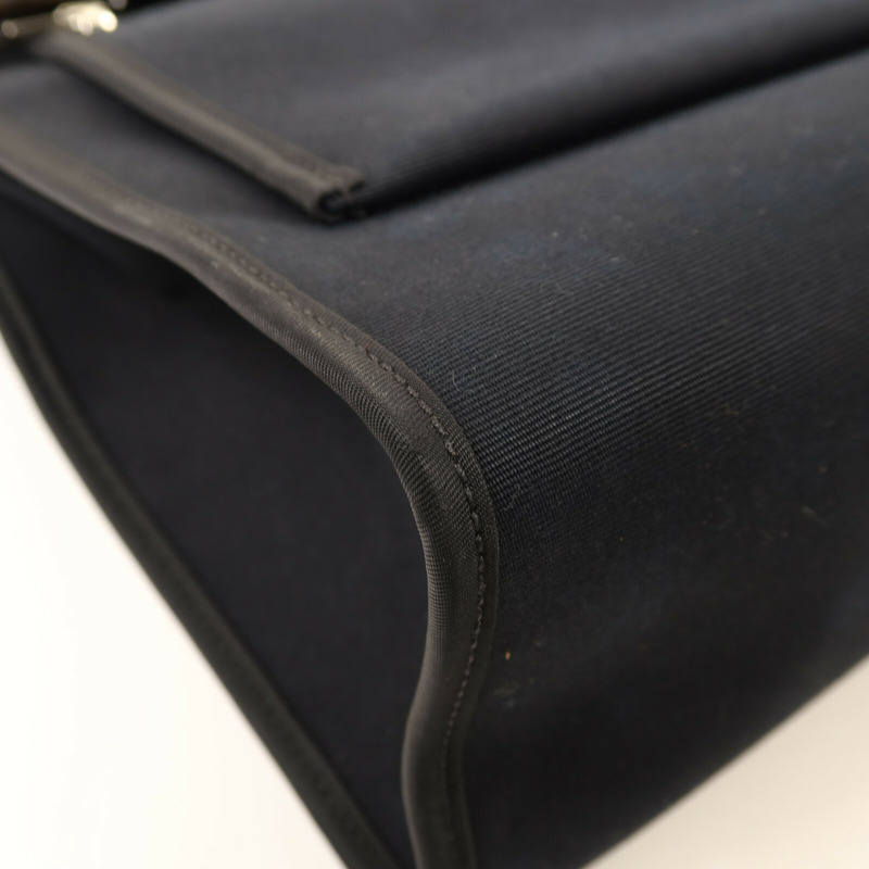 HERMES 帆布Herbag PM銀扣手挽肩背兩用袋Noir-12
