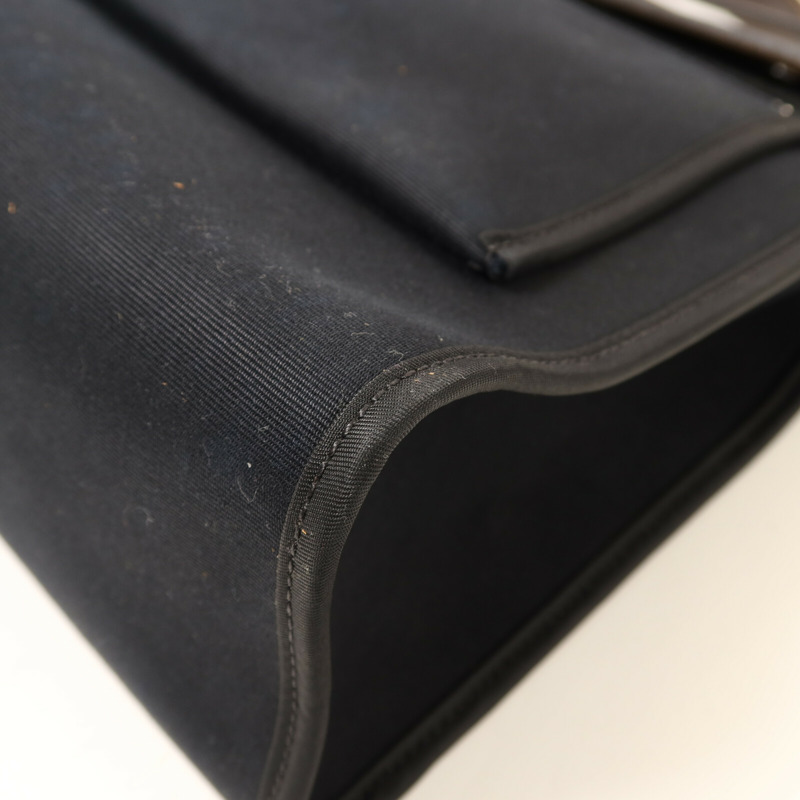 HERMES 帆布Herbag PM銀扣手挽肩背兩用袋Noir-13