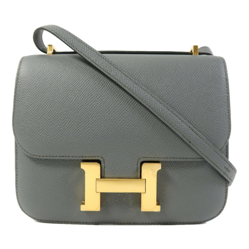 HERMES Epsom皮革Constance Mini金扣肩背袋Bleu Orage-0
