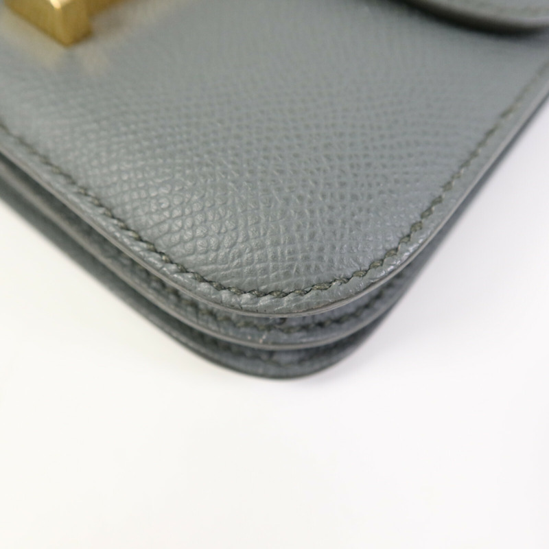 HERMES Epsom皮革Constance Mini金扣肩背袋Bleu Orage-11