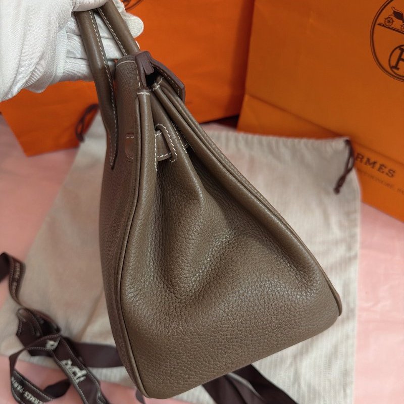 閒置新 愛馬仕BK30大象灰金扣 C刻 togo皮 手提包-2