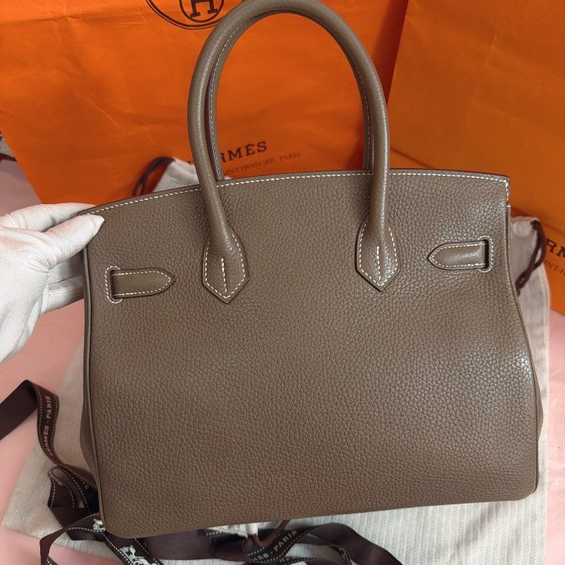 閒置新 愛馬仕BK30大象灰金扣 C刻 togo皮 手提包-6