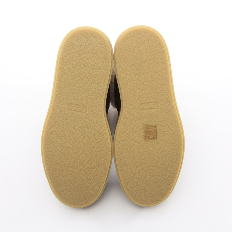 愛馬仕 Emisfer 靴子，麂皮剪絨，棕色/米色，二手女款，38碼-3