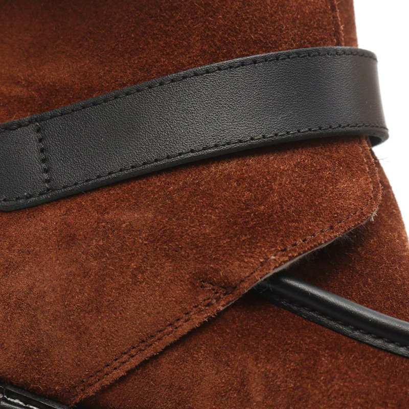 愛馬仕 Emisfer 靴子，麂皮剪絨，棕色/米色，二手女款，38碼-6