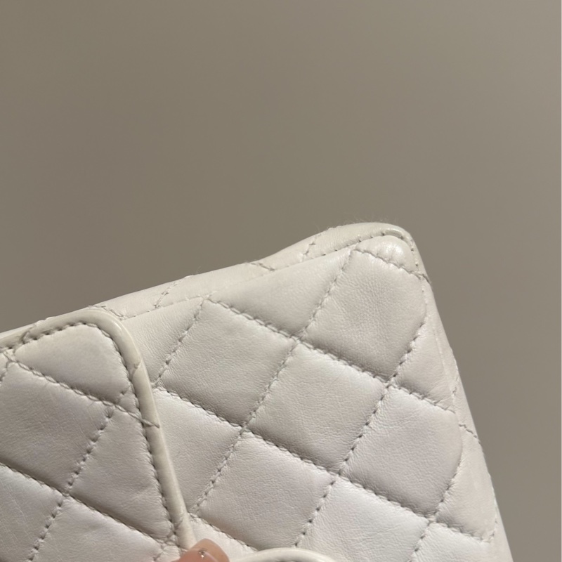 CHANEL 香奈兒 Vintage 玳瑁 CF 方胖子 白色 斜背包 肩背包 側背包-11