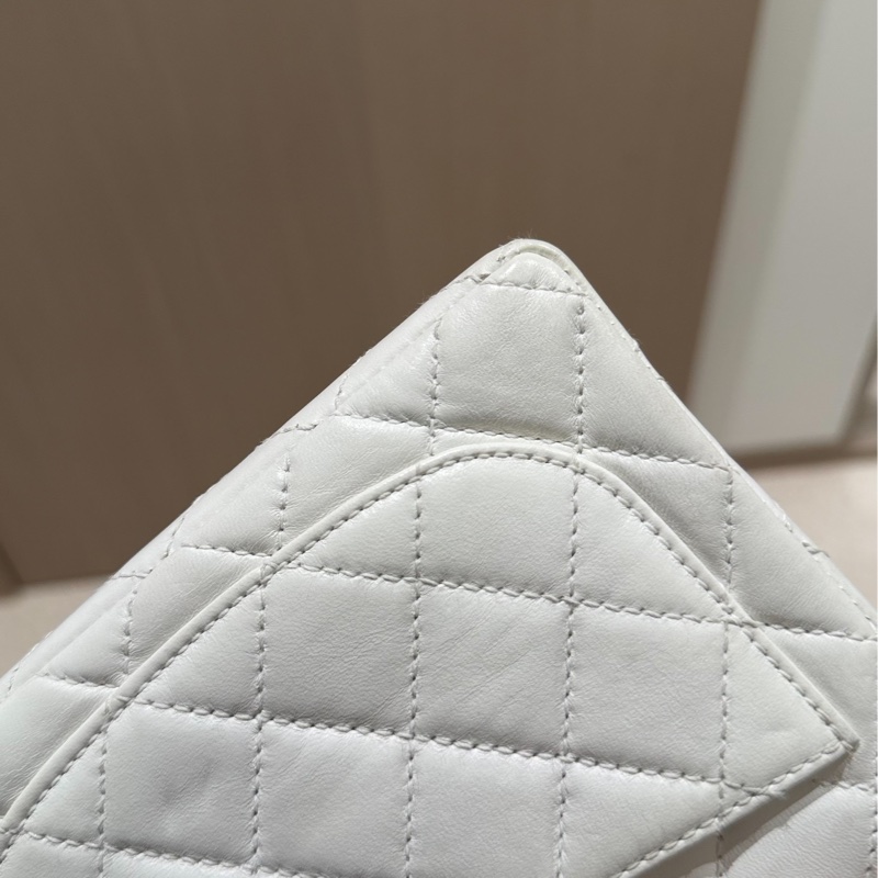 CHANEL 香奈兒 Vintage 玳瑁 CF 方胖子 白色 斜背包 肩背包 側背包-14