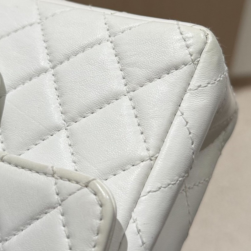 CHANEL 香奈兒 Vintage 玳瑁 CF 方胖子 白色 斜背包 肩背包 側背包-34