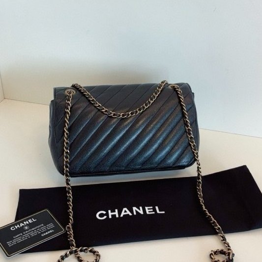 香奈兒/Chanel CF黑金條紋大mini鏈條包 做舊複古五金 山羊皮-1