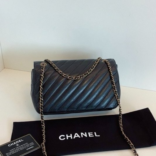 香奈兒/Chanel CF黑金條紋大mini鏈條包 做舊複古五金 山羊皮-6