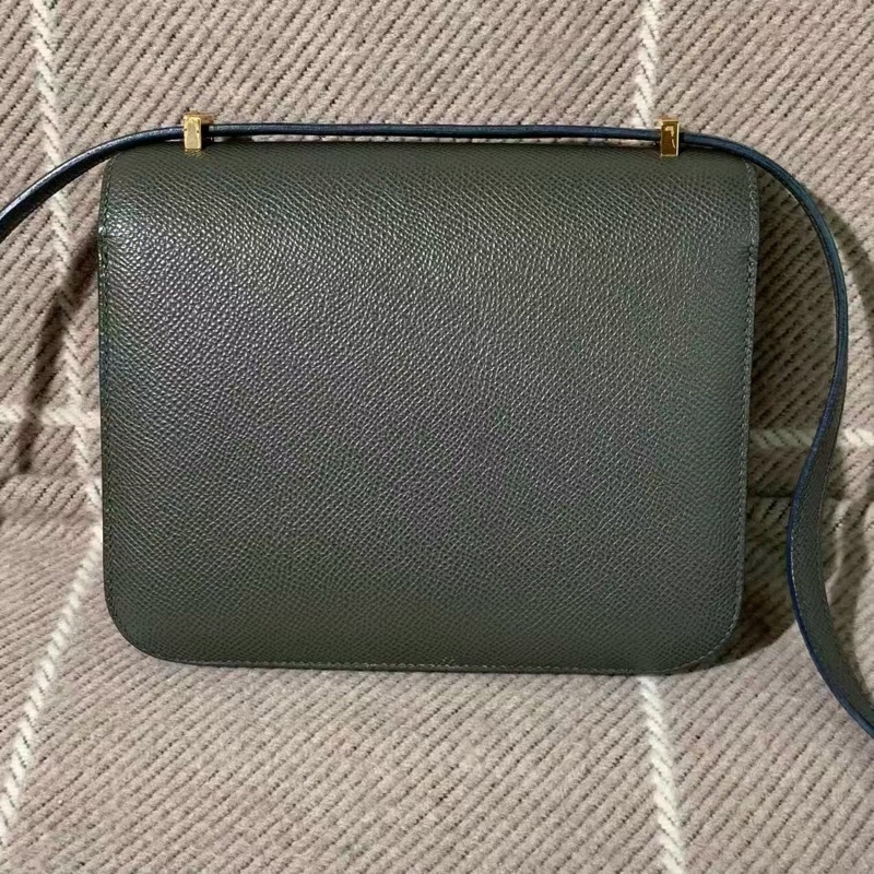 Hermes愛馬仕constance 19 c6灰綠色epsom皮金扣u刻鏡子版-1