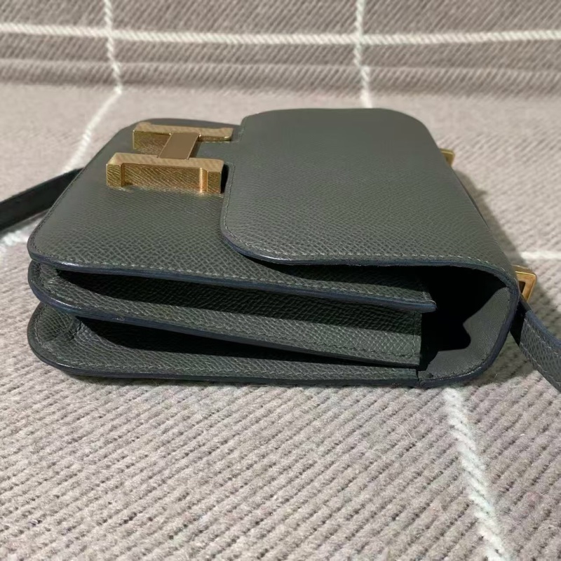 Hermes愛馬仕constance 19 c6灰綠色epsom皮金扣u刻鏡子版-2