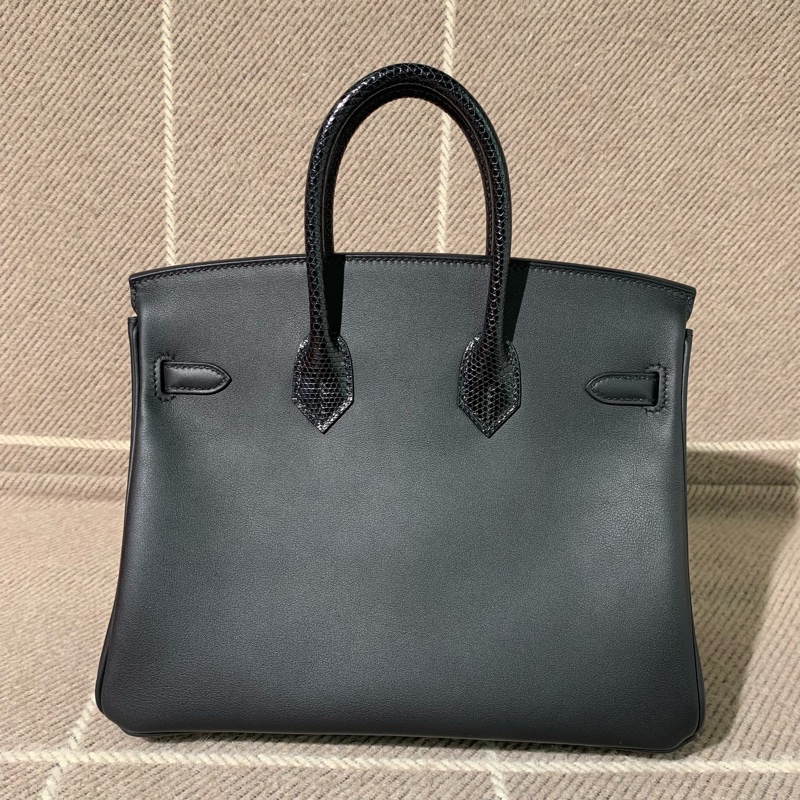 Hermes愛馬仕Birkin25 touch蜥蜴皮手柄 swift皮銀扣k刻 全套-1
