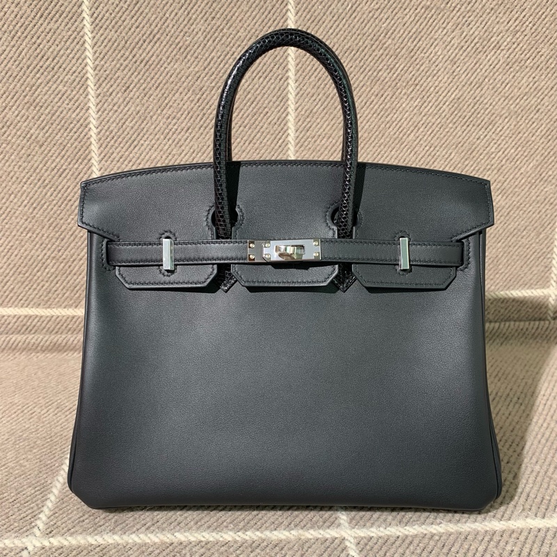 Hermes愛馬仕Birkin25 touch蜥蜴皮手柄 swift皮銀扣k刻 全套-6