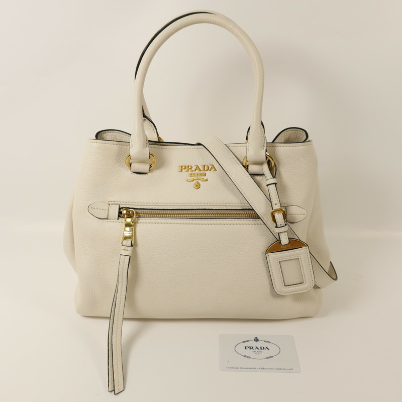 PRADA 牛皮皮革Shoulder Bag金扣手挽肩背兩用袋-17