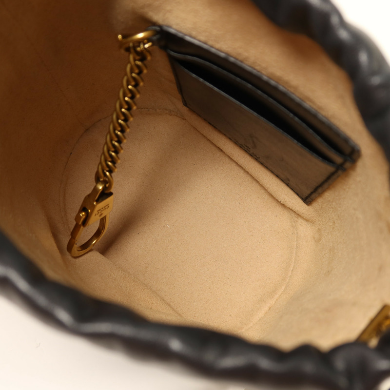 GUCCI 牛皮皮革GG Marmont Bucket金扣鏈帶肩背袋-4