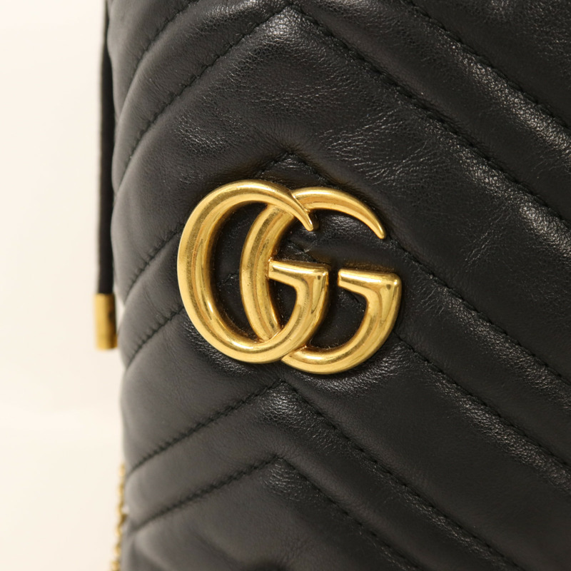 GUCCI 牛皮皮革GG Marmont Bucket金扣鏈帶肩背袋-8