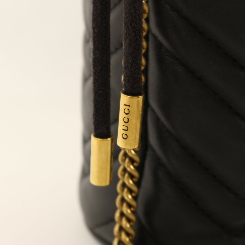 GUCCI 牛皮皮革GG Marmont Bucket金扣鏈帶肩背袋-9