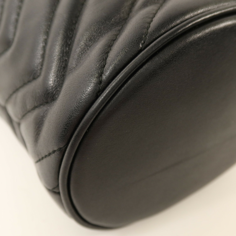 GUCCI 牛皮皮革GG Marmont Bucket金扣鏈帶肩背袋-11