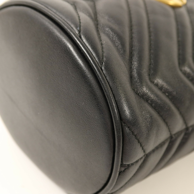 GUCCI 牛皮皮革GG Marmont Bucket金扣鏈帶肩背袋-12