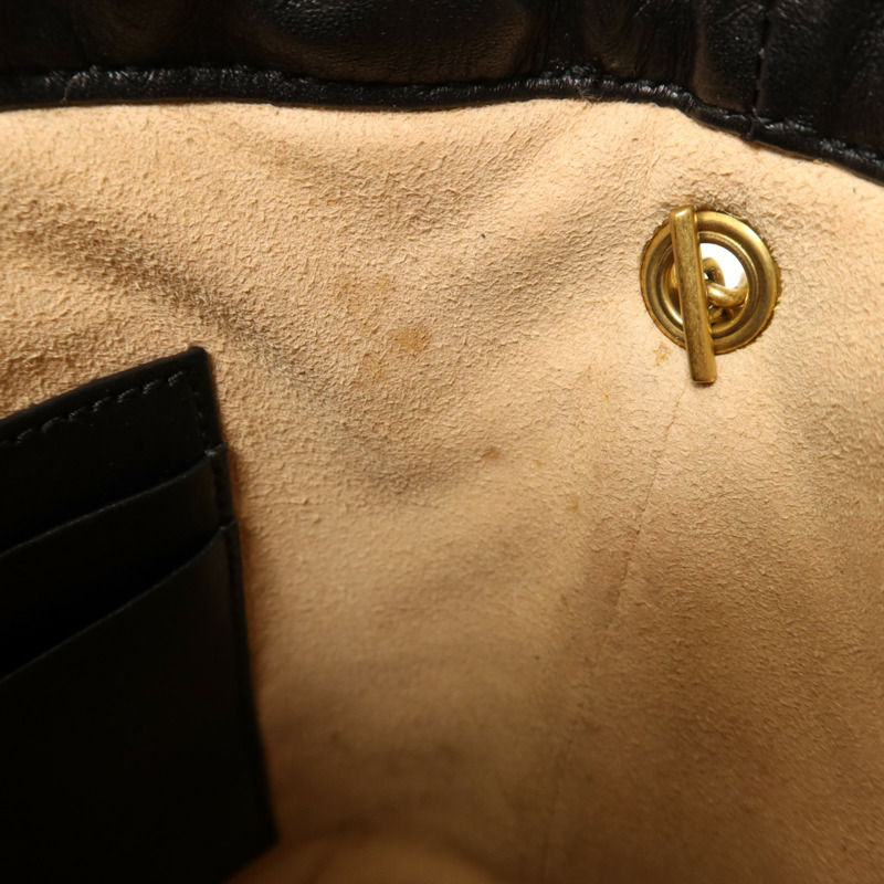 GUCCI 牛皮皮革GG Marmont Bucket金扣鏈帶肩背袋-15