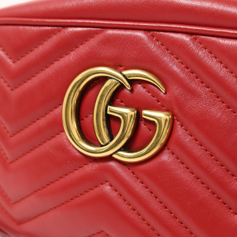 GUCCI 牛皮皮革GG Marmont Small金扣鏈帶肩背袋-8