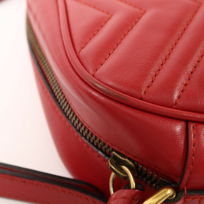 GUCCI 牛皮皮革GG Marmont Small金扣鏈帶肩背袋-14