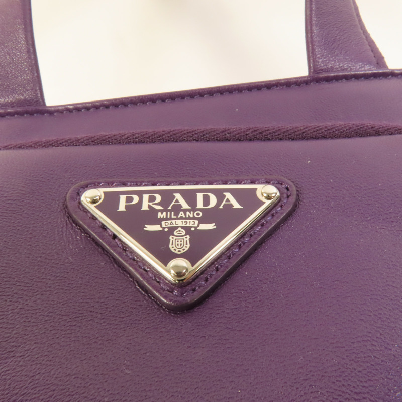 PRADA 羊皮皮革2 Way Shoulder銀扣手挽肩背兩用袋-6