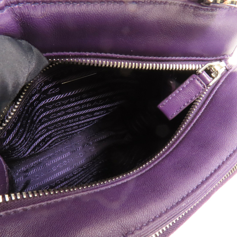 PRADA 羊皮皮革2 Way Shoulder銀扣手挽肩背兩用袋-7