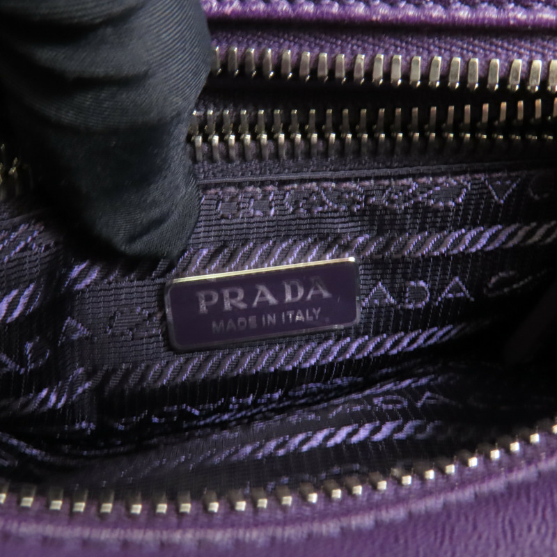 PRADA 羊皮皮革2 Way Shoulder銀扣手挽肩背兩用袋-8