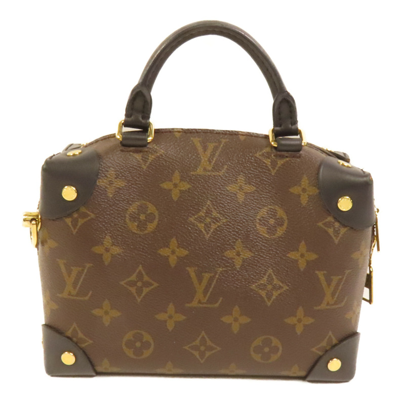 LOUIS VUITTON Monogram Petite Malle Souple金扣手挽肩背兩用袋棕色-1