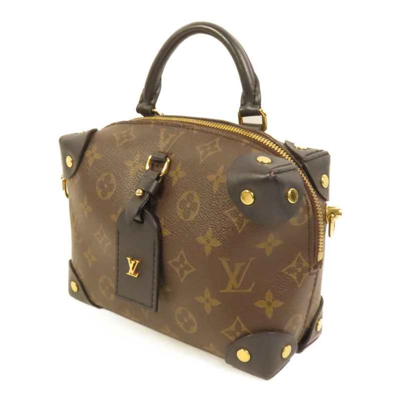 LOUIS VUITTON Monogram Petite Malle Souple金扣手挽肩背兩用袋棕色-2