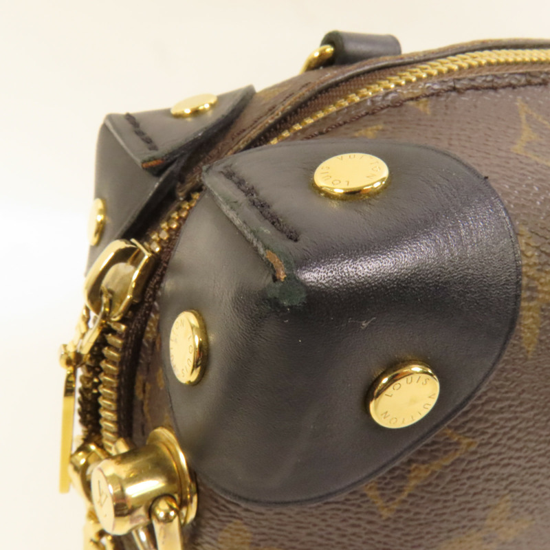 LOUIS VUITTON Monogram Petite Malle Souple金扣手挽肩背兩用袋棕色-8