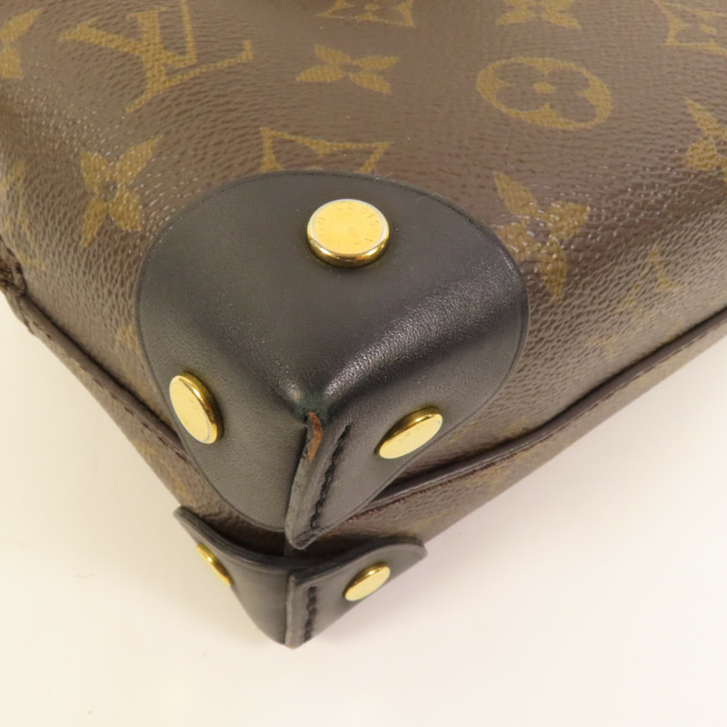 LOUIS VUITTON Monogram Petite Malle Souple金扣手挽肩背兩用袋棕色-15