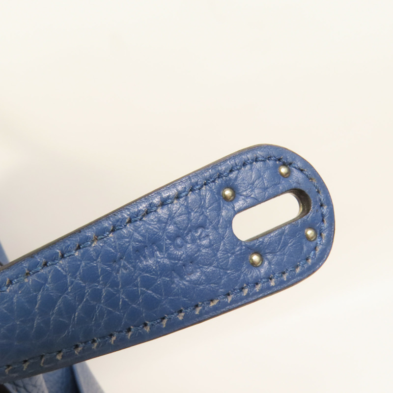 HERMES Clemence皮革Lindy 30銀扣手挽肩背兩用袋Blue-8