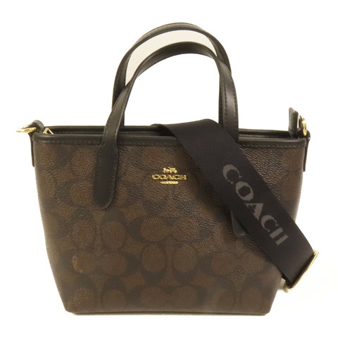 COACH 塗層帆布Shoulder Bag金扣手挽肩背兩用袋