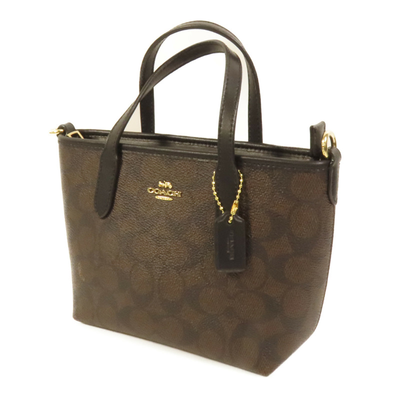 COACH 塗層帆布Shoulder Bag金扣手挽肩背兩用袋-2