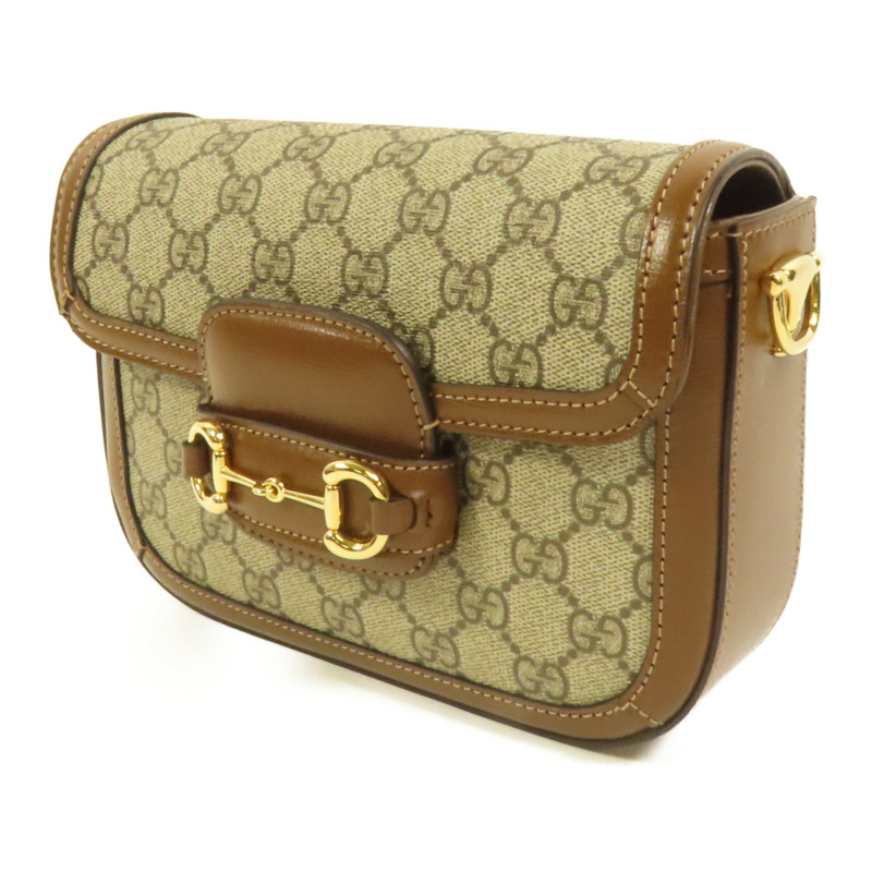 GUCCI 塗層帆布Horsebit 1955 Mini金扣肩背袋-2