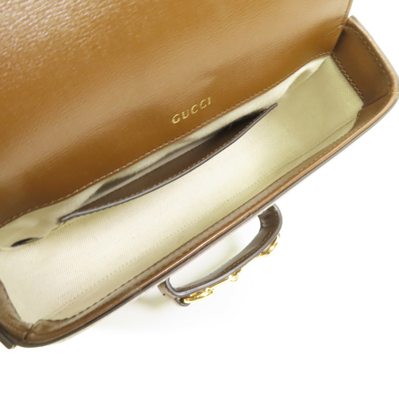 GUCCI 塗層帆布Horsebit 1955 Mini金扣肩背袋-4